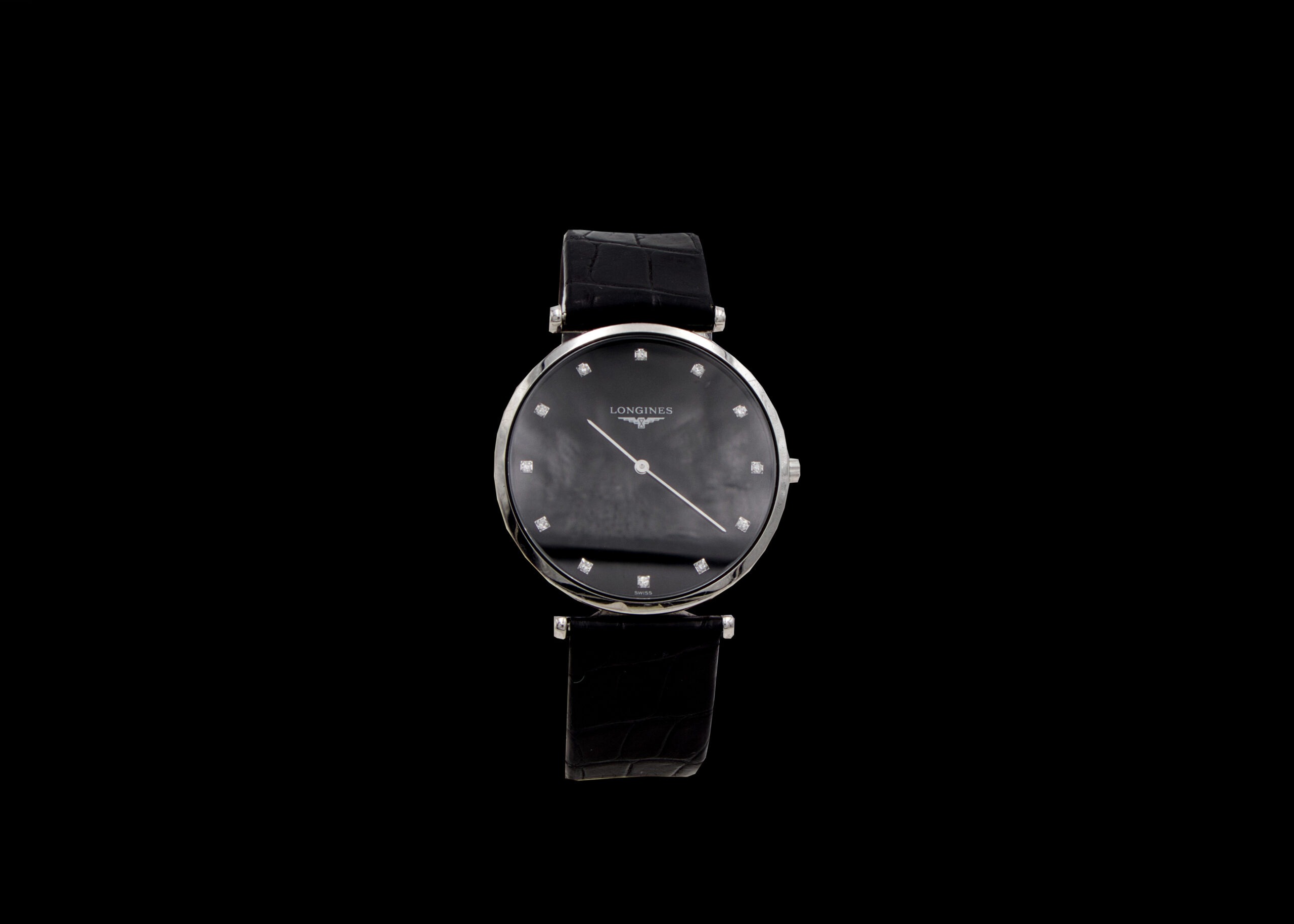 W1288 - Longines La Grande Classique with black face and diamond numerals
