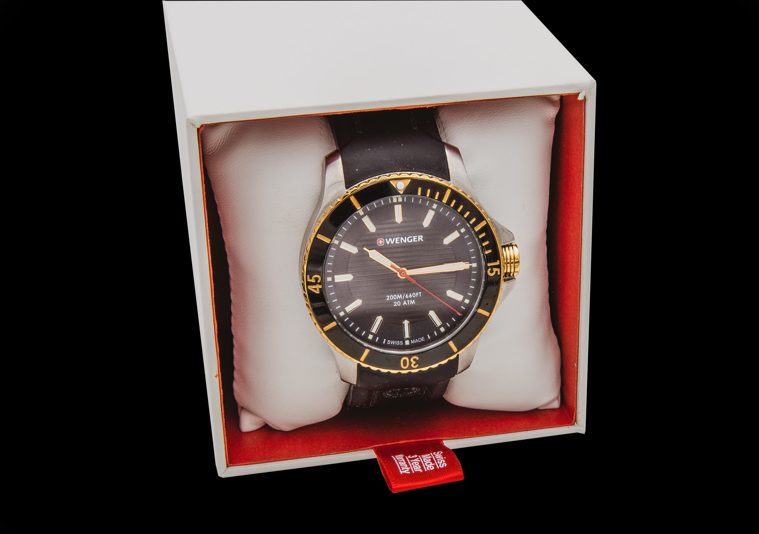WENGER Orologio Uomo Seaforce 43 Mm – Swiss Made, Quarzo, Impermeabile 200 M, Cinturino In Silicone Nero